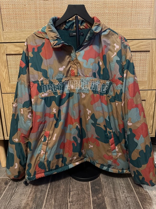 Obey Jackets & Blazers - Obey Camo Windbreaker Jacket in Green, Brown & Red